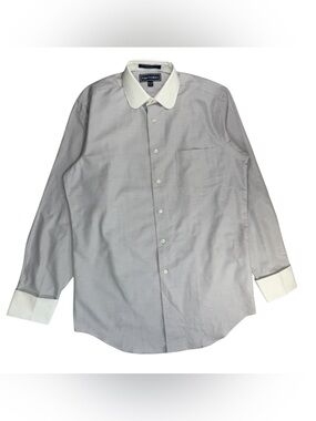 Paul Fredrick Men’s Gray Stripe French Cuff Dress Shirt 14.5 33 Cotton